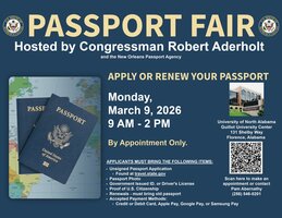 Aderholt to Host Passport Fair in Florence on March 9